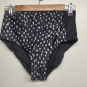 Nani Swimwear Bikini Bottom Women Size XS Black White High Waist Pocket Beach